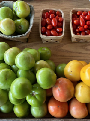 green, red, cherry tomatos